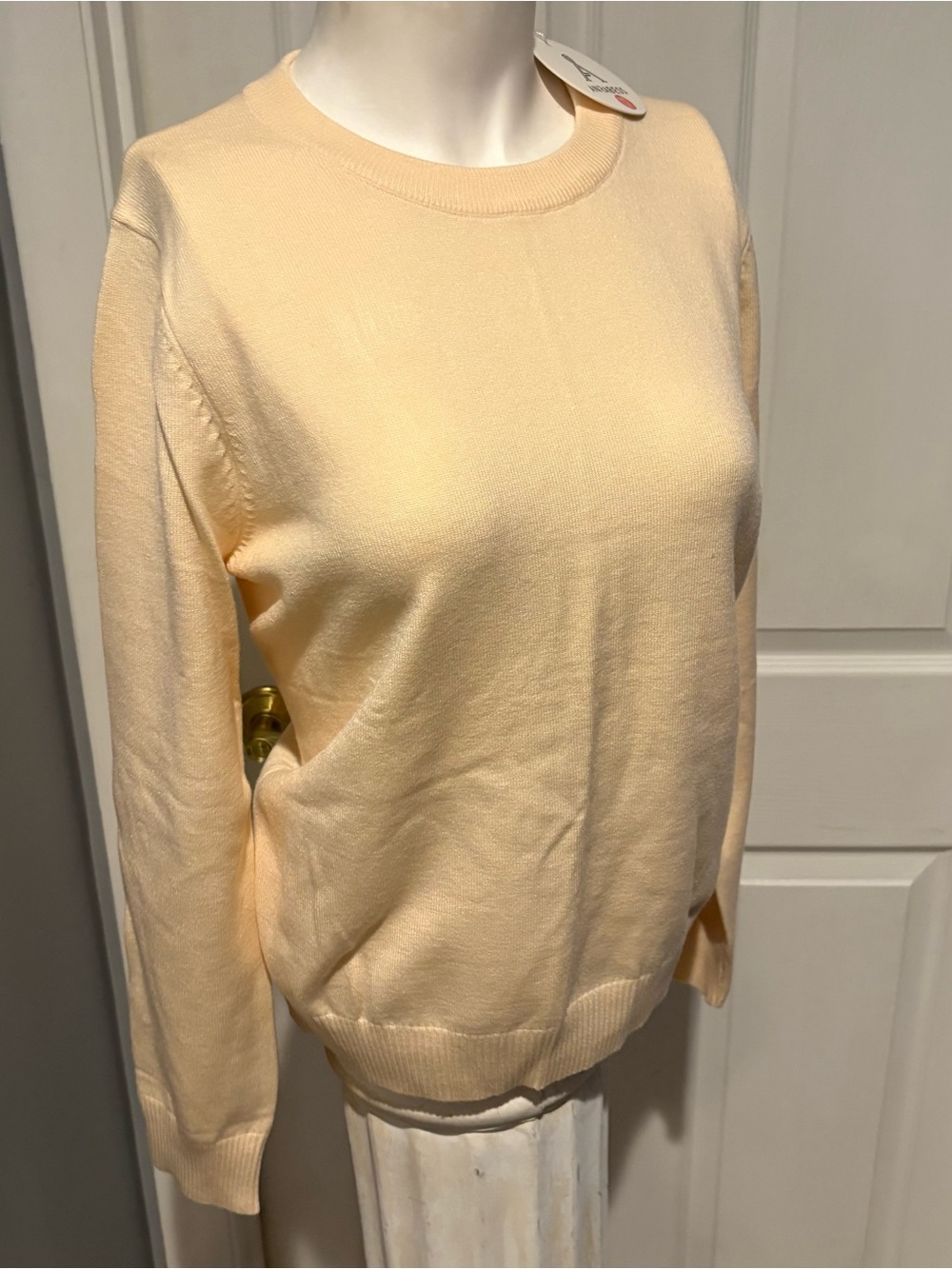 Anrabess Women's Crewneck lightweight Sweater in Pale Peachy/Pink S/Med